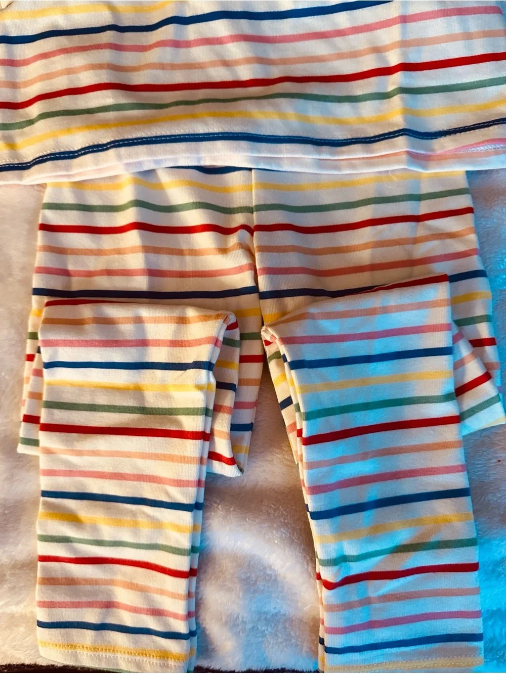 wonder nation White Multi Rainbow Stripe Kids Pajama Set